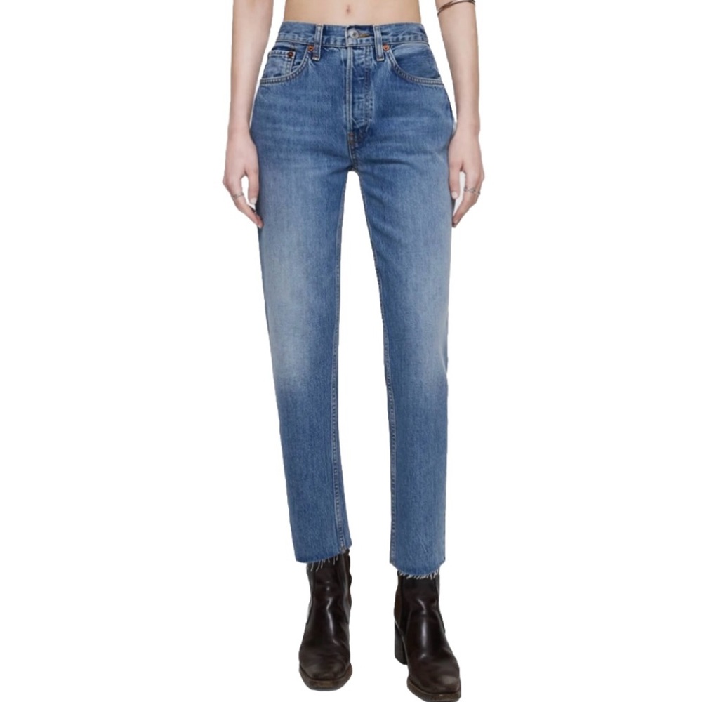 REDONE HIGH RISE STOVE PIPE Women’s Blue Jeans Size 26